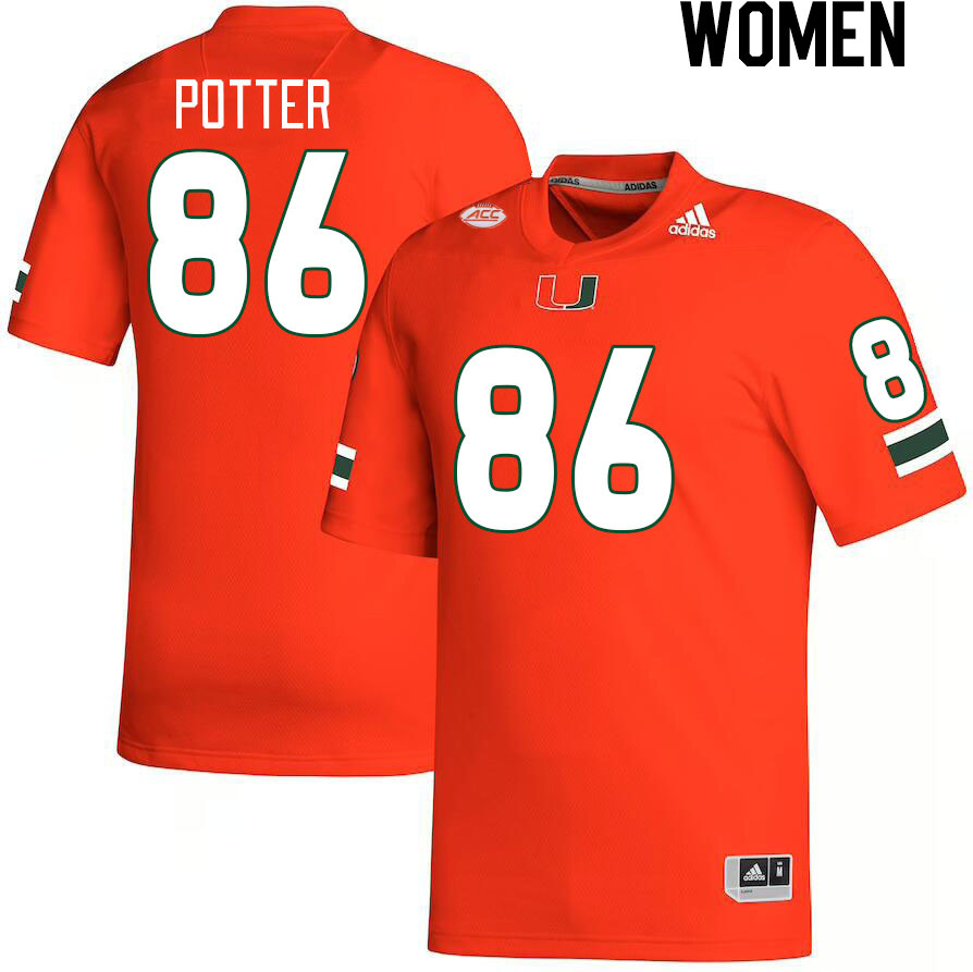 Women #86 Fred Potter Miami Hurricanes College Football Jerseys Stitched-Orange - Click Image to Close
